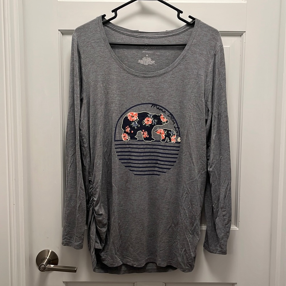 {a:glow Maternity} Long-Sleeved “Mama Bear” Shirt - XL